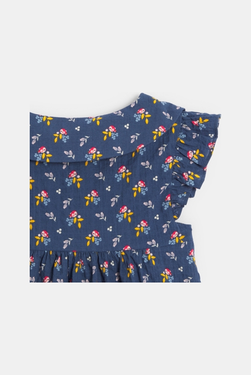 Robe coton plumetis oiseaux bleu bébé fille