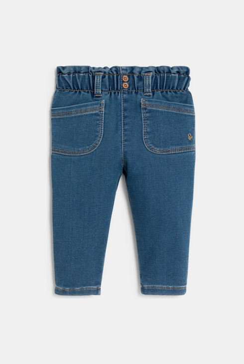 Pantalon denim souple taille haute bleu bébé fille