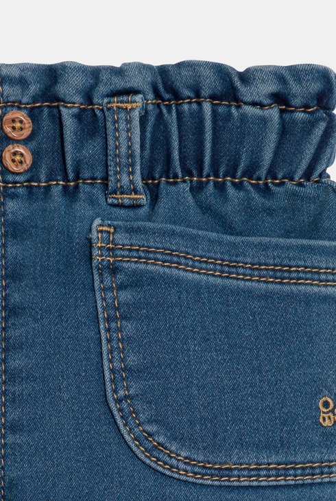 Pantalon denim souple taille haute bleu bébé fille