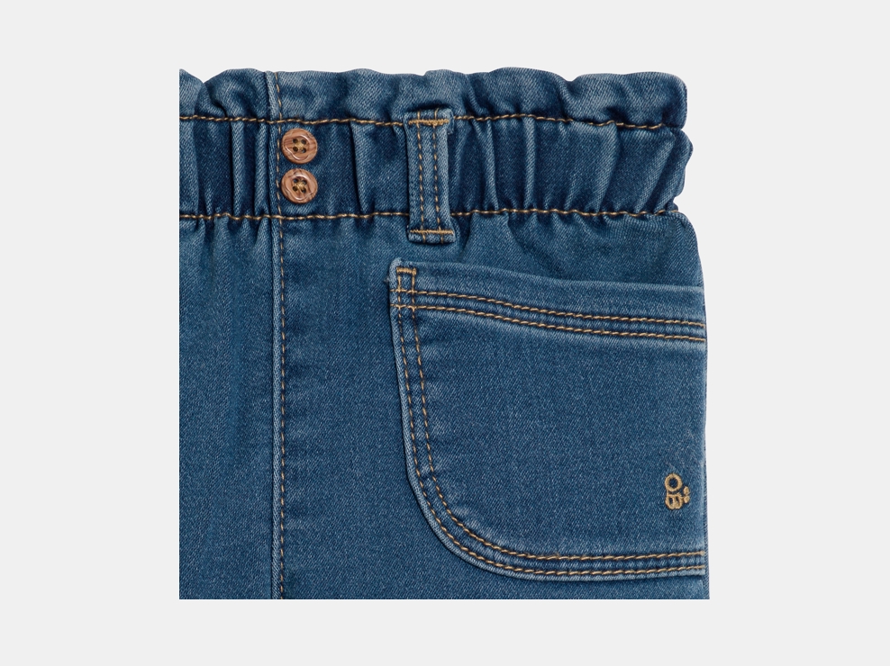 Pantalon denim souple taille haute bleu bébé fille 2