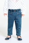 Pantalon denim souple taille haute bleu bébé fille 4