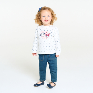 Pantalon denim souple taille haute bleu bébé fille 1