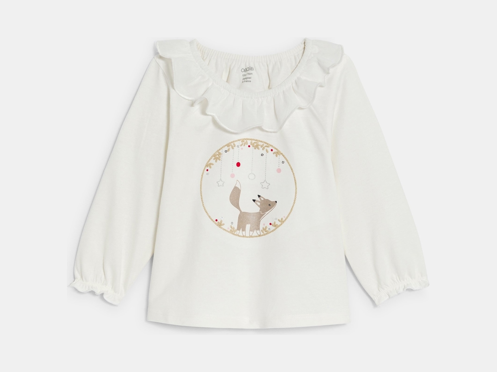 Blouse popeline renard blanc bébé fille 1