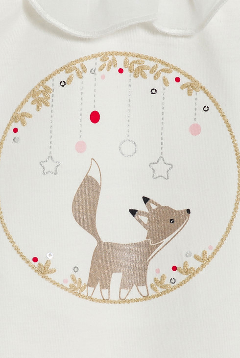 Biała bluzka popelinowa z liskiem niemowlę dziewczynka 2