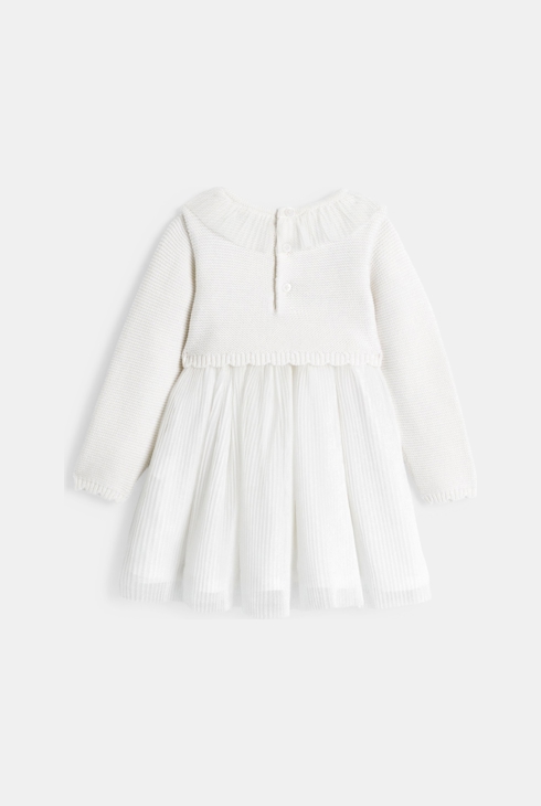 Robe de cérémonie en maille tricot blanc bébé fille