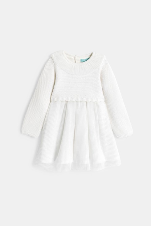 Baby girl's white knitted formal dress 1