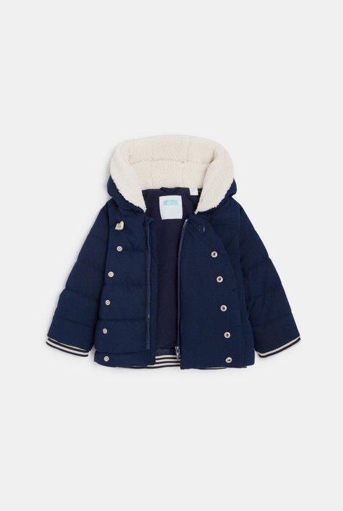 Plava podstavljena vodoodbojna jakna od sherpa tkanine za dječake 2