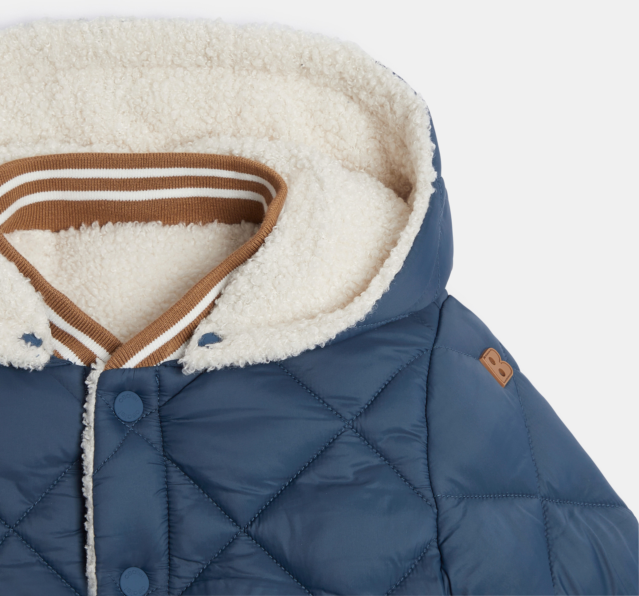 Manteau réversible matelassé doublé sherpa bleu bébé garçon
