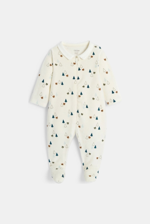 Dors-bien velours zippé ours blanc bébé garçon 2