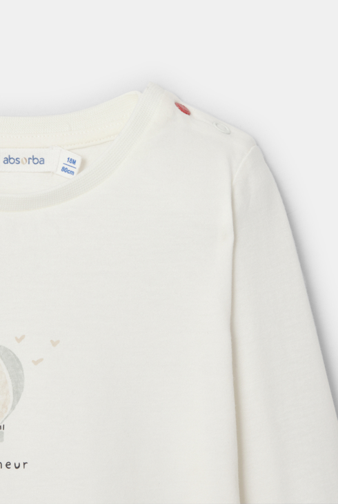 T-shirt coton illustré blanc bébé mixte