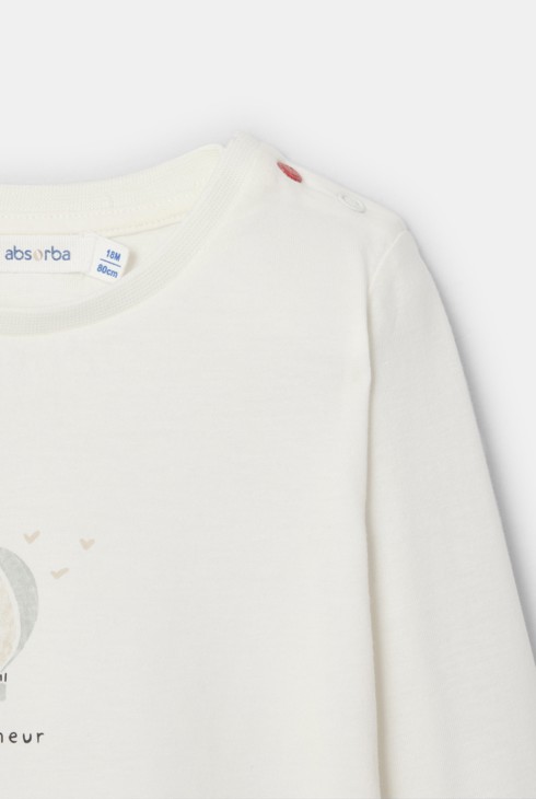 T-shirt coton illustré blanc bébé mixte 2