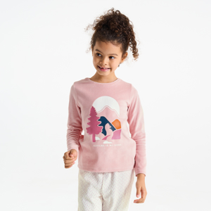 Pyjama 2 pièces en velours rose Fille 1