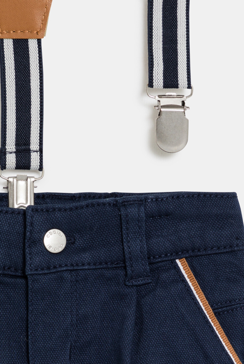 Pantalon à pinces à bretelles bleu bébé garçon