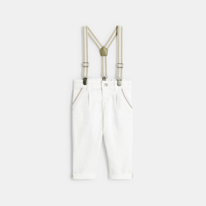 Baby boy's white trousers with darts and braces 1