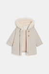 Manteau chaud drap de laine à capuche gris bébé fille 2