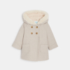 Manteau chaud drap de laine à capuche gris bébé fille