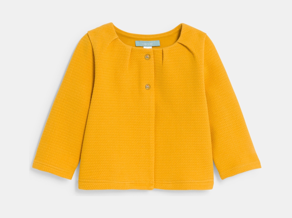 Cárdigan algodón fantasía amarillo bebé niña 1
