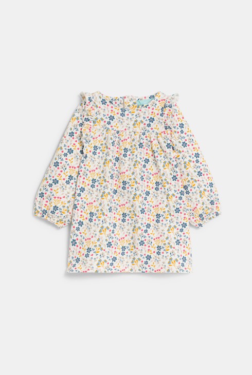 Gelbes Blümchenkleid mit Volants und Leggings Baby Mädchen 2