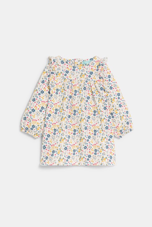 Robe fleurie à volants et legging jaune bébé fille 2