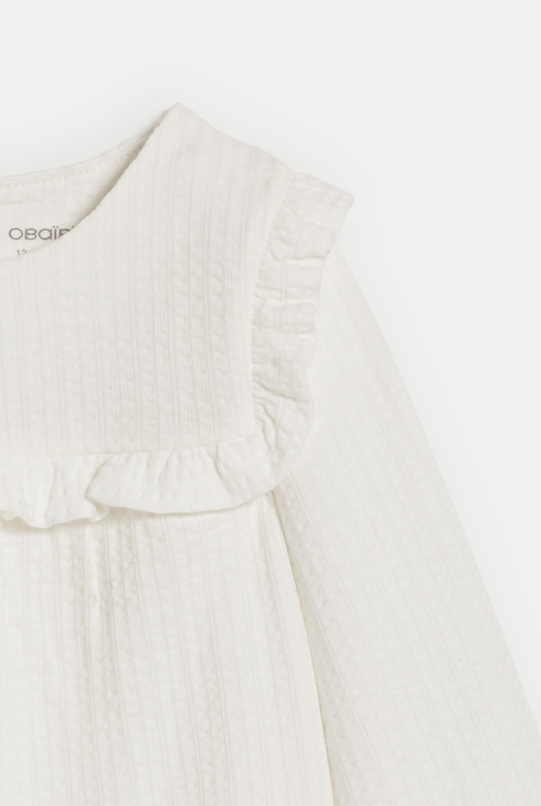 Weiße verspielte Bluse mit Volants und Blumenmuster Baby Mädchen