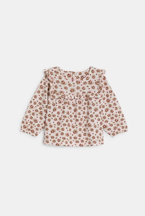 Blouse fantaisie à volants fleurie blanc bébé fille 1
