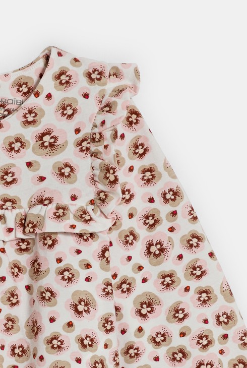 Blouse fantaisie à volants fleurie blanc bébé fille 2