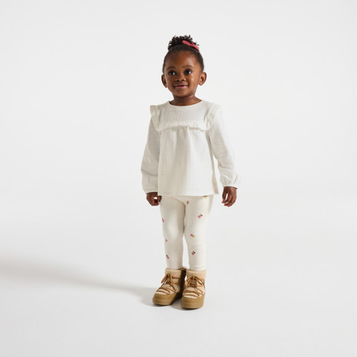 Blouse Fantaisie À Volants Fleurie Blanc Bébé Fille - Blanc Écru - 18M - OBAIBI