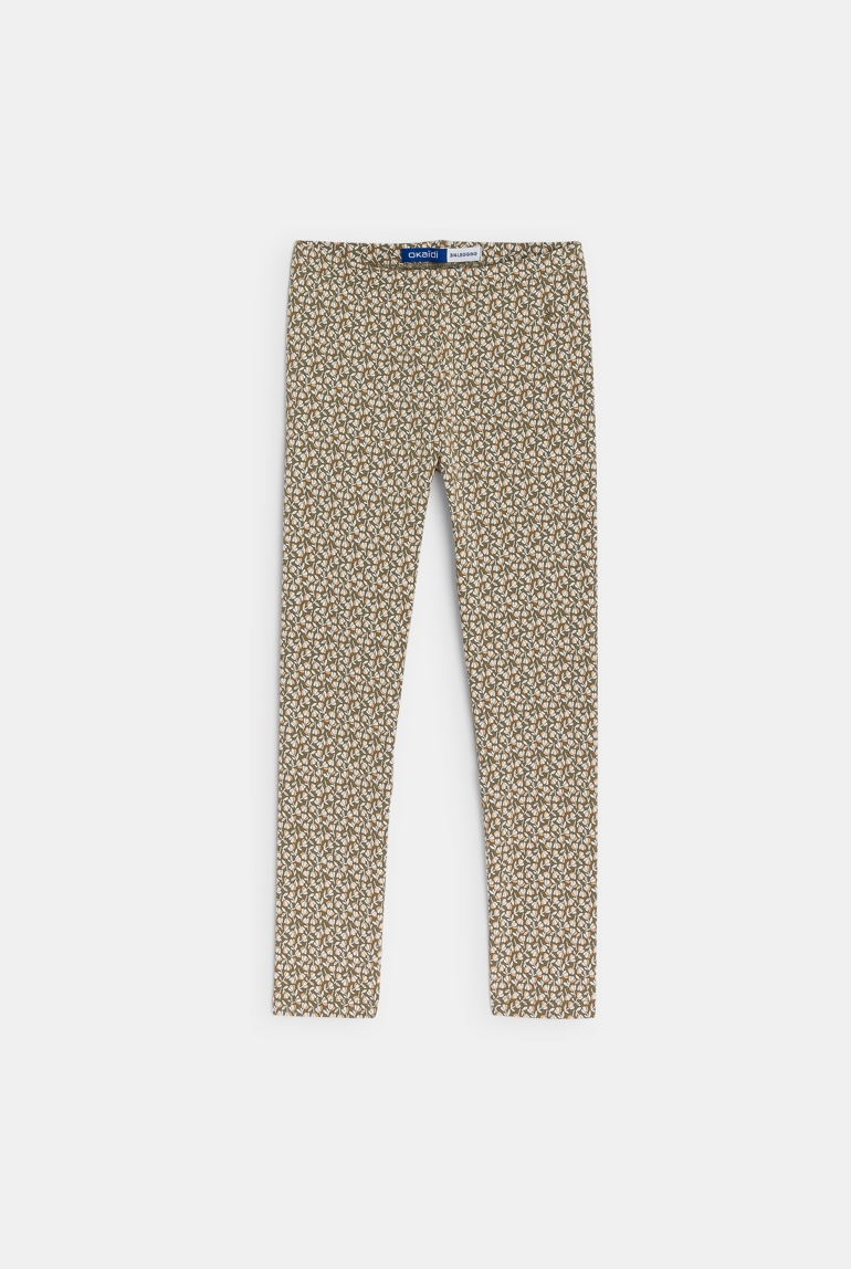 Leggings en jersey imprimé kaki Fille 1