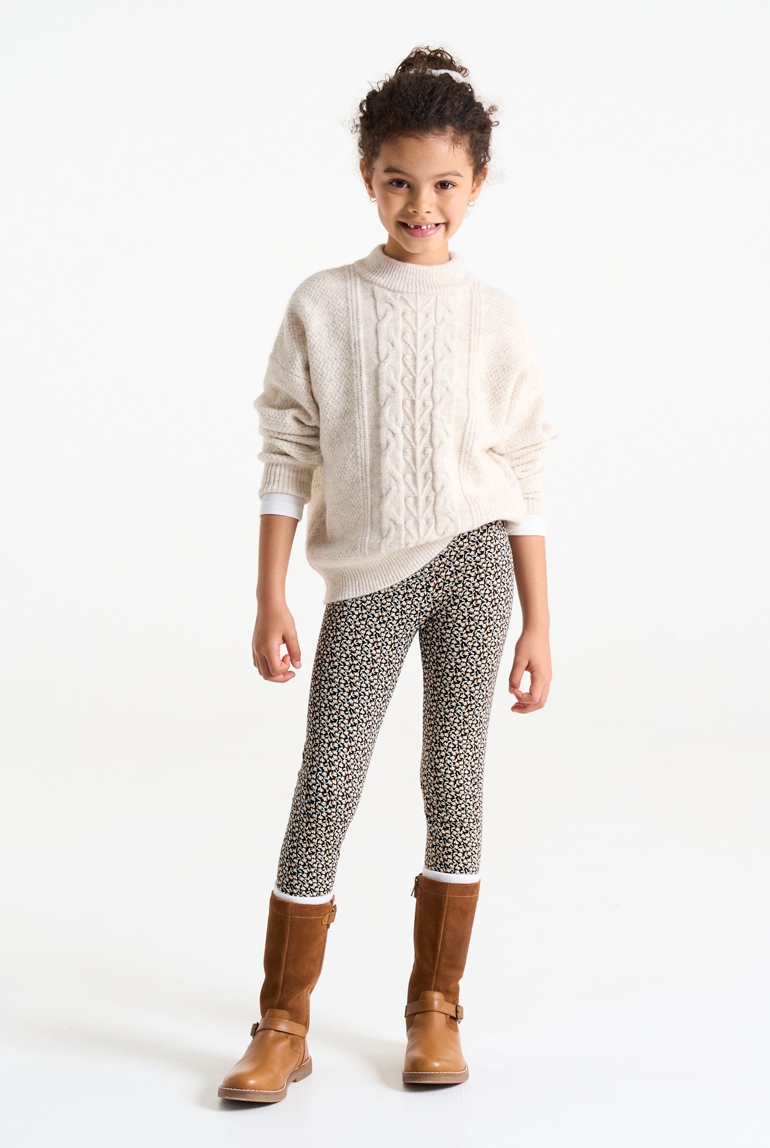 Leggings estampados de punto jersey gris niña 1