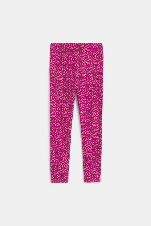 Leggings en jersey imprimé léopard rose Fille 1