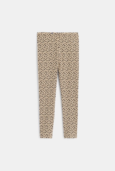 Girl's yellow leopard print jersey leggings 2