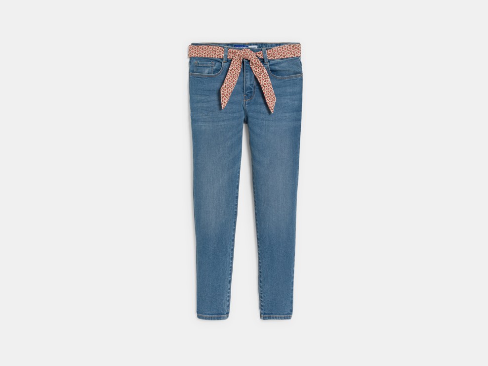 Jean skinny ceinturé bleu Fille 1