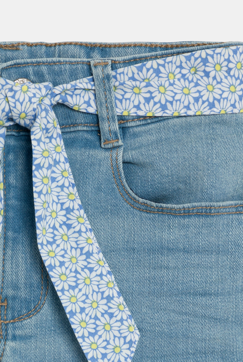 Jean skinny ceinturé bleu Fille