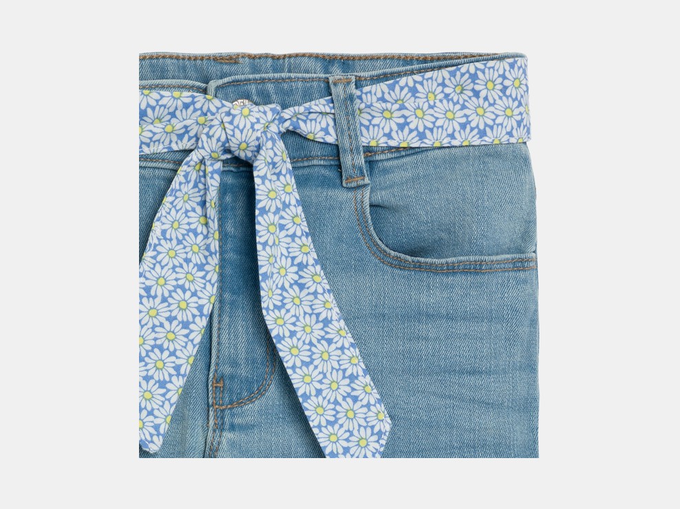 Jeansy skinny z paskiem niebieskie dla dziewczynki 2