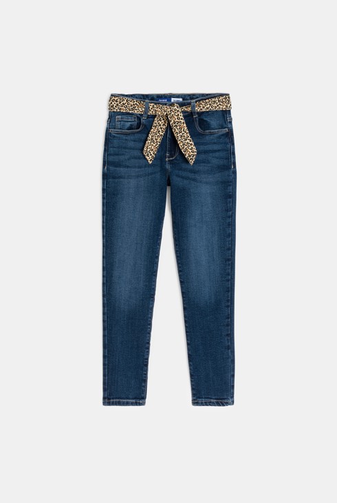 Jean skinny ceinturé bleu Fille