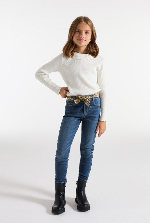 Jeans skinny blu con cintura per bambina 1