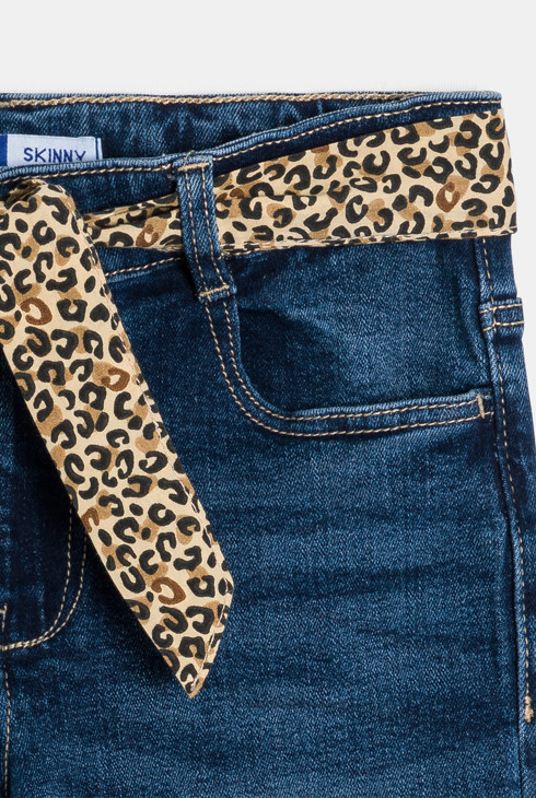 Jean skinny ceinturé bleu Fille