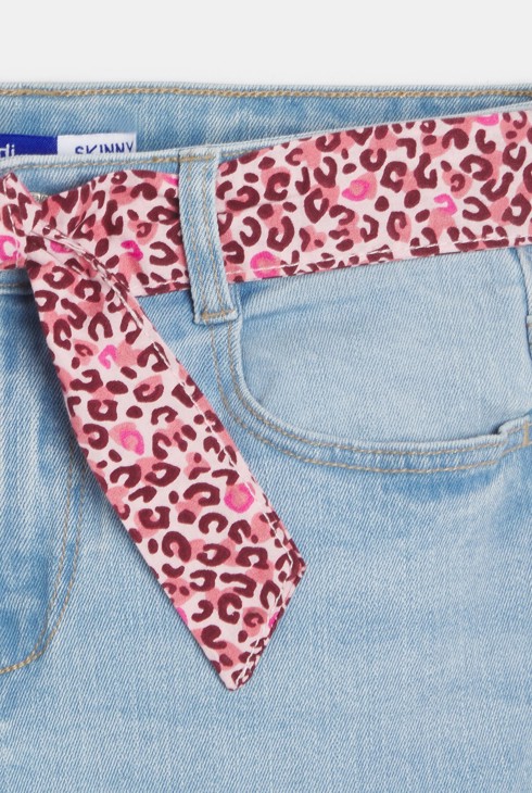 Girl's leopard belted skinny jeans 2