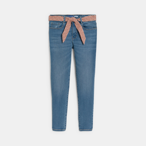 Blauwe skinny jeans met riem voor meisjes 1