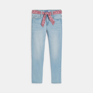 Skinny-Jeans mit Gürtel und Leopardenmuster für Mädchen