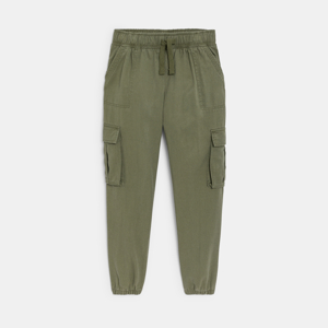 Pantalon cargo en toile vert Fille 1