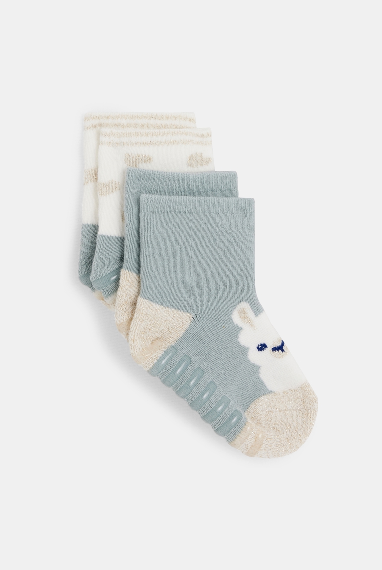 Calcetines antideslizantes conejo azul bebé niña (pack de 2) 1