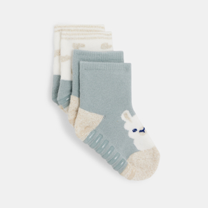 Chaussettes antiglisse lapin bleu bébé fille (lot de 2) 1