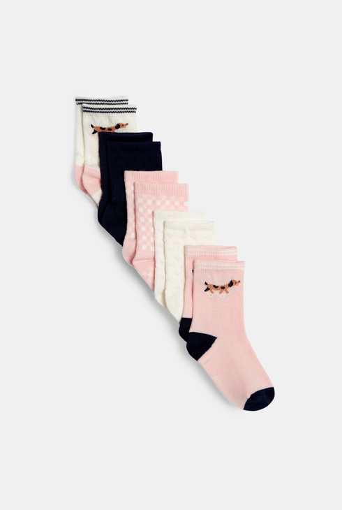 Chaussettes chiens rose bébé fille (lot de 5) 1