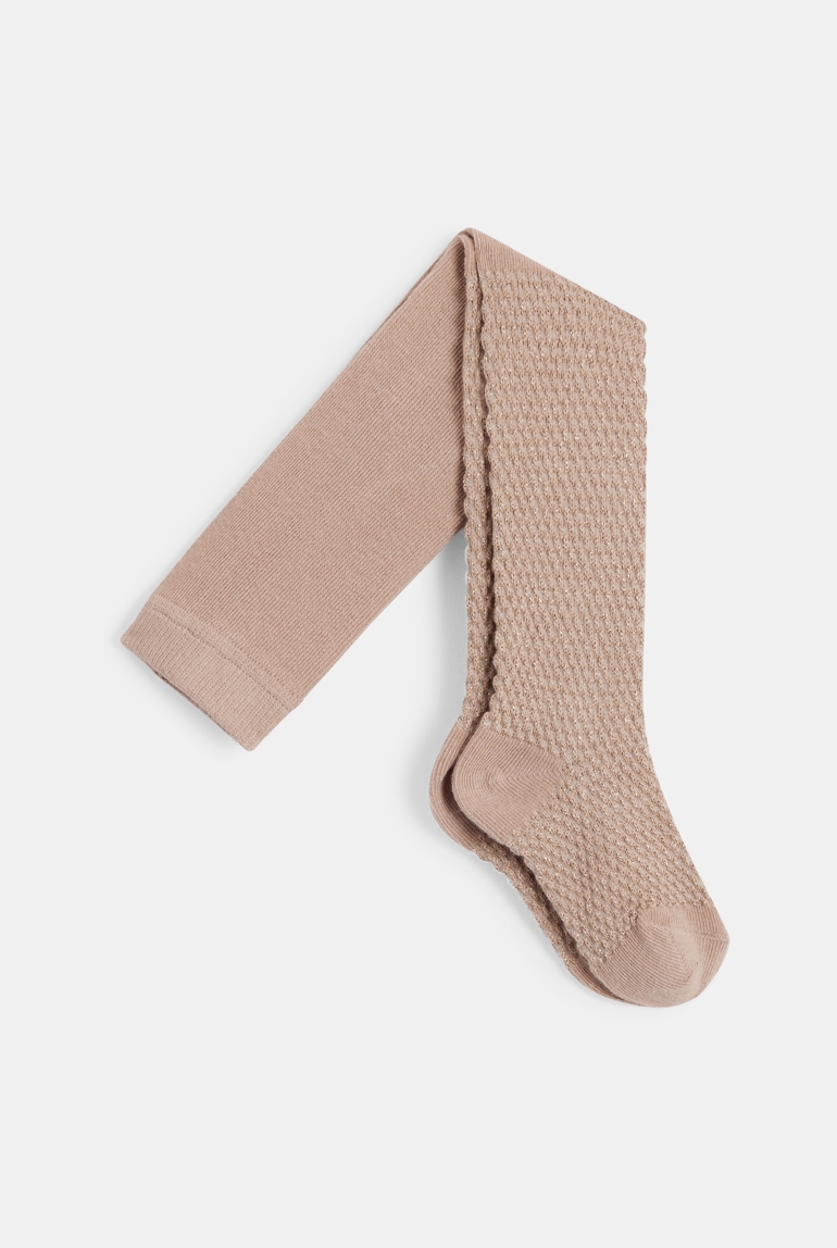 Collants chauds maille fantaisie irisée rose bébé fille 1