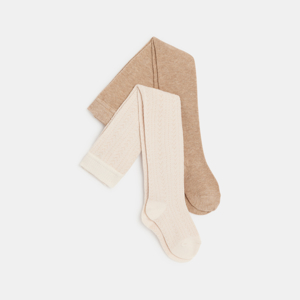 Cálidos leotardos punto beige bebé niña (pack de 2) 1