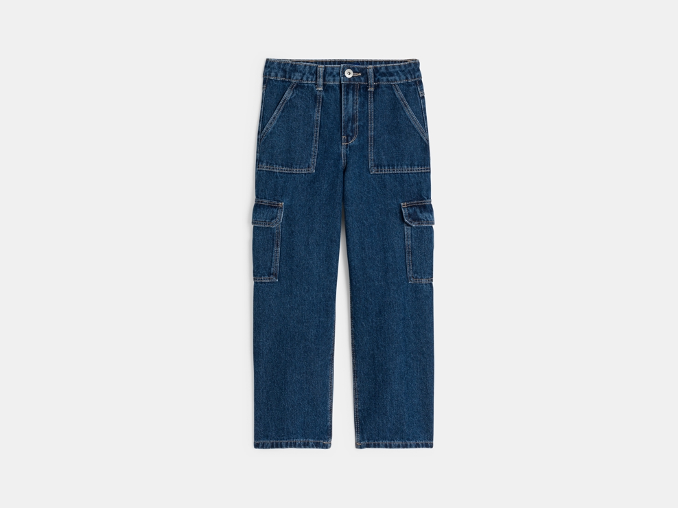 Jeans cargo blu per bambina 1