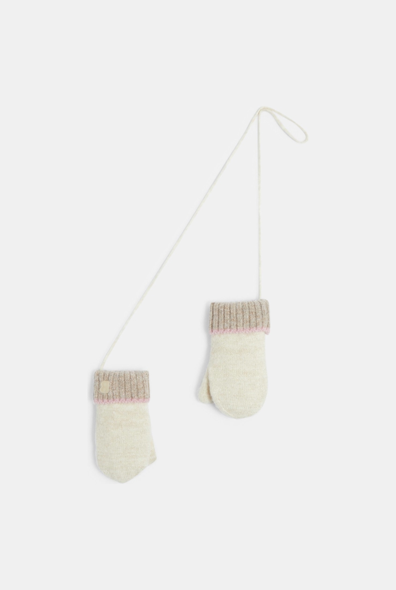 Mitaines maille tricot brillant beige bébé fille 1
