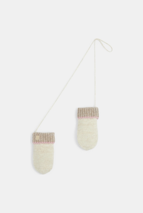Mitaines maille tricot brillant beige bébé fille