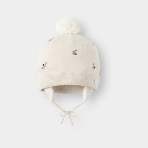 Bonnet péruvien doublé chaud fleuri rose bébé fille